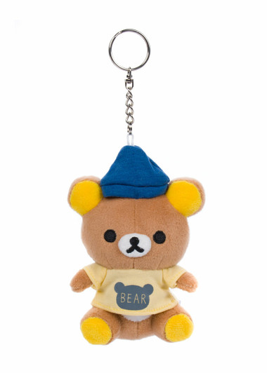 Rilakkuma in a Bear Tee and Beanie Keychain Plush - Front Angle Rilakkuma in a Bear Tee and Beanie Keychain Plush - Front Angle