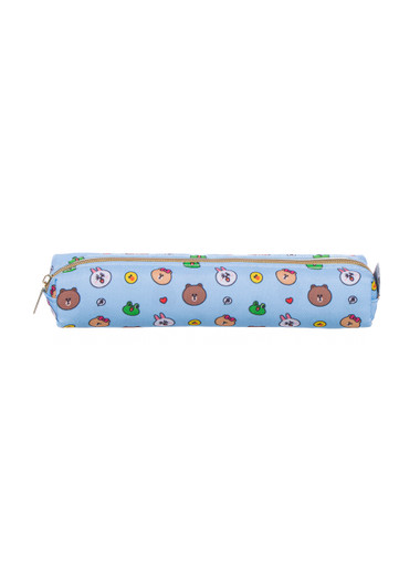 LINE FRIENDS Skinny Pencil Pouch - Blue - Front Angle LINE FRIENDS Skinny Pencil Pouch - Blue - Front Angle