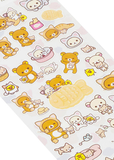 Rilakkuma Easy Going Cats Assorted Sticker Sheet - Details Rilakkuma Easy Going Cats Assorted Sticker Sheet - Details