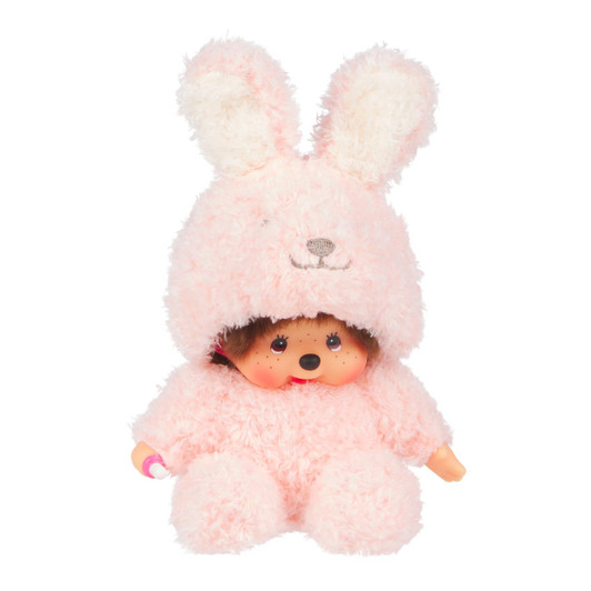 Sekiguchi Monchhichi Sitting Fluffy Bunny Doll Plush - Front Angle Sekiguchi Monchhichi Sitting Fluffy Bunny Doll Plush - Front Angle