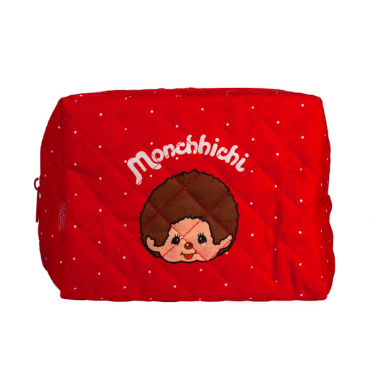 Monchhichi quilted pouch with cute character design featuring soft quilted texture and charming kawaii styling at Jellybeet