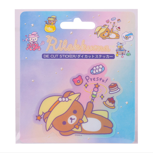 Rilakkuma Magic Die-Cut Sticker, 3-inch vibrant vinyl decal featuring relaxed bear character on white background at Jellybeet