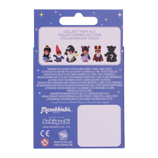 Monchhichi Fairytale Series 3 acrylic keychain blind box featuring colorful fairy tale character designs - Back Display Box