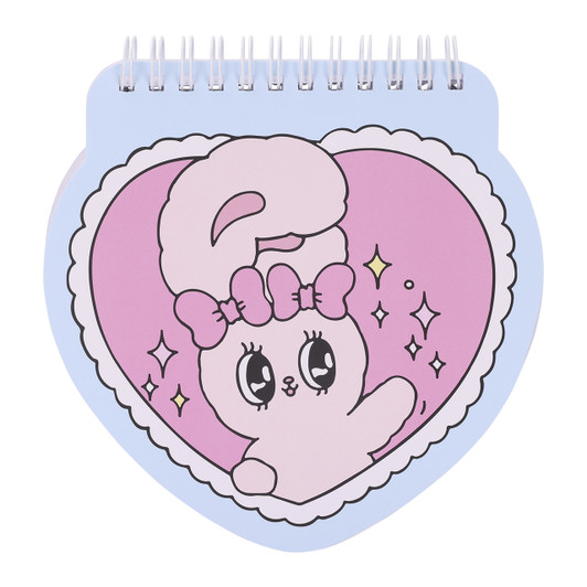 Esther Bunny Die Cut Notebook with kawaii bunny character design, compact stationery for journaling and note-taking at Jellybeet