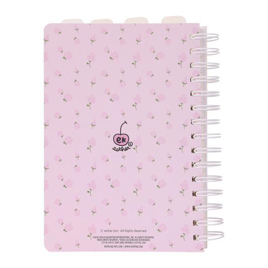 Esther Bunny hardcover spiral notebook with kawaii bunny character design on durable cover for students and artists - Back Angle
