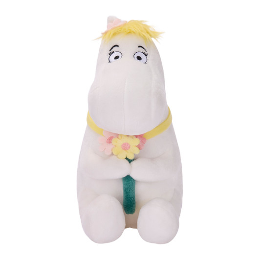 Snorkmaiden plush toy holding bouquet, official Moomin character soft toy from jellybeet.com