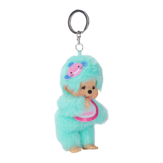 Monchhichi Aquamarine Plush Keychain - Right Angle