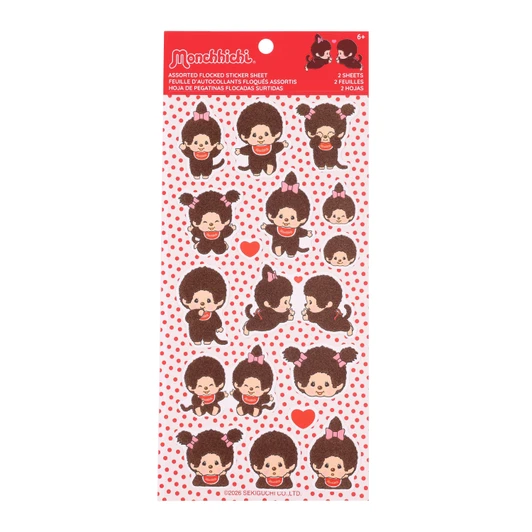 Monchhichi Furry Sticker Sheet with soft textured kawaii character designs for planners and journals at Jellybeet