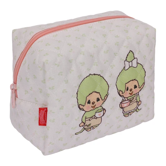 Monchhichi Makeup Pouch – Pink Kawaii Cosmetic Bag | Jellybeet - Left Angle