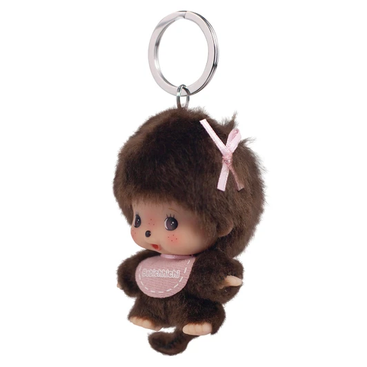 Bebichhichi Big Head Mascot Keychain | Monchhichi Plush Charm - Left Angle
