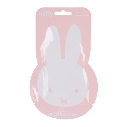 Miffy Glowing Sheet Face Mask package featuring Miffy character, brightening skincare for radiant skin at Jellybeet