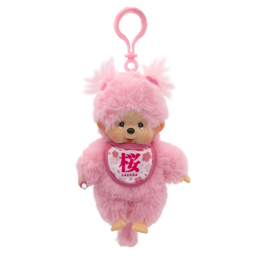 Monchhichi Sakura Girl plush toy with cherry blossom design - soft kawaii collectible doll at Jellybeet