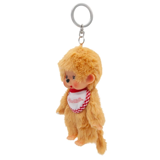 Monchhichi Beige Beanie Boy Keychain | Cute Plush Keyring - Left Angle