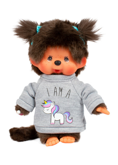 Monchhichi Girl w/ Unicorn Sweater Plush Toy