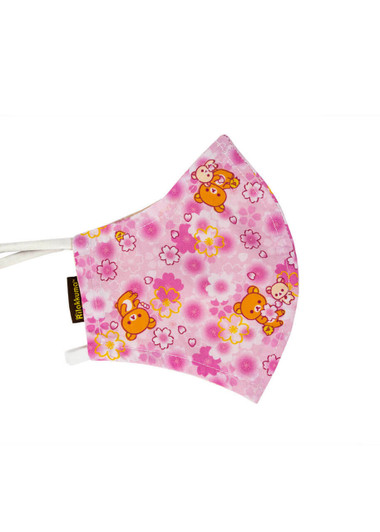 Rilakkuma Adult Face Mask - Cherry Blossoms - Right Angle Details Rilakkuma Adult Face Mask - Cherry Blossoms - Right Angle Details