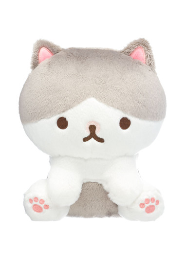 Corocoro Coronya Paripi-Chan White and Grey Cat Plush - Front Angle Corocoro Coronya Paripi-Chan White and Grey Cat Plush - Front Angle