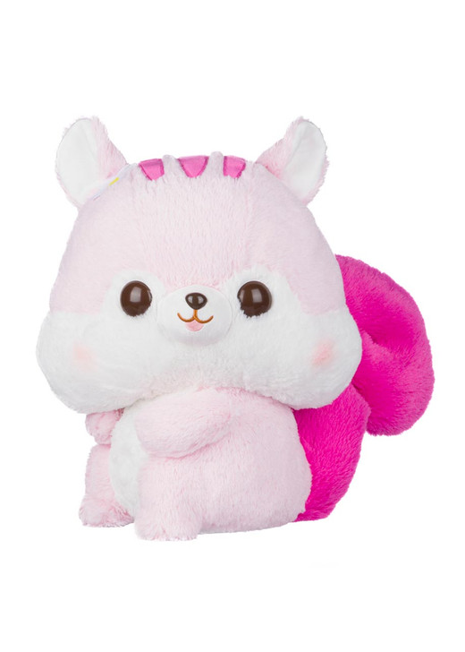 Amuse Pink Fuzzy Tail Squirrel Plush Front Angle