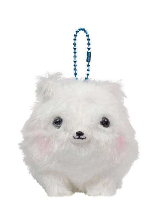 Amuse White Pomeranian Pup Keychain Front Angle