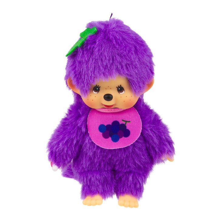 Monchhichi Grape Purple plush doll 5.5 inches tall Sekiguchi original fruit color collection kawaii Japanese character toy at Jellybeet