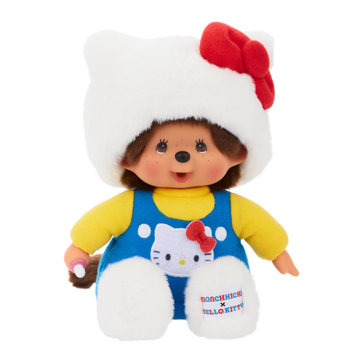 Hello Kitty x Monchhichi wearing a Hello Kitty Outfit Plush Doll - Front Angle