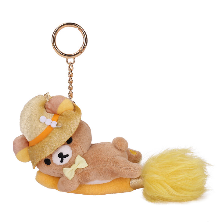 Rilakkuma Magic Plush Keychain - soft brown bear character keychain with metal clasp for bags and keys at Jellybeet