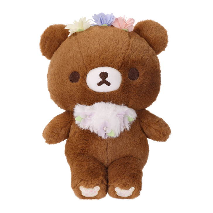 Rilakkuma Chairo Floral Tea Time Plush, 12 inch soft cuddle toy with serene tea theme at Jellybeet