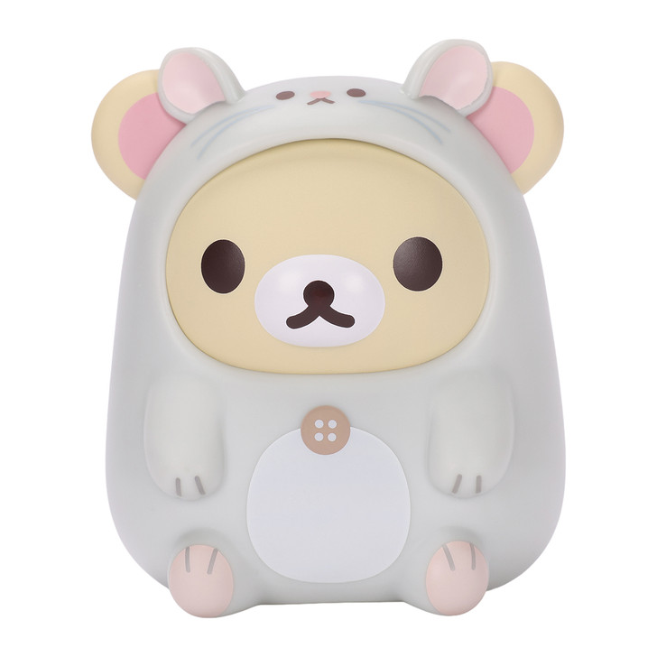 Korilakkuma chinchilla figure with soft pastel colors and playful smile, official Rilakkuma collectible at Jellybeet