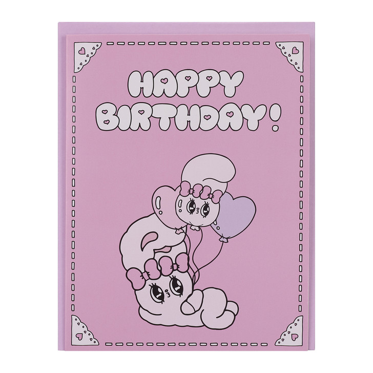 Esther Bunny Birthday Cards with kawaii bunny design in soft pastel colors, perfect for kids and bunny lovers at Jellybeet