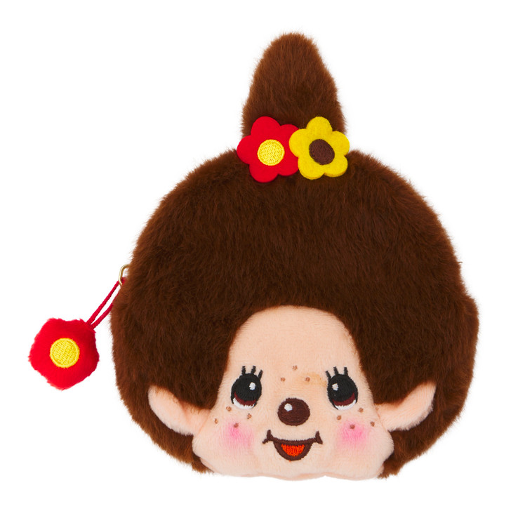 Monchhichi Coin Purse Monmate with soft fabric and adorable kawaii character design for coins and small items at Jellybeet