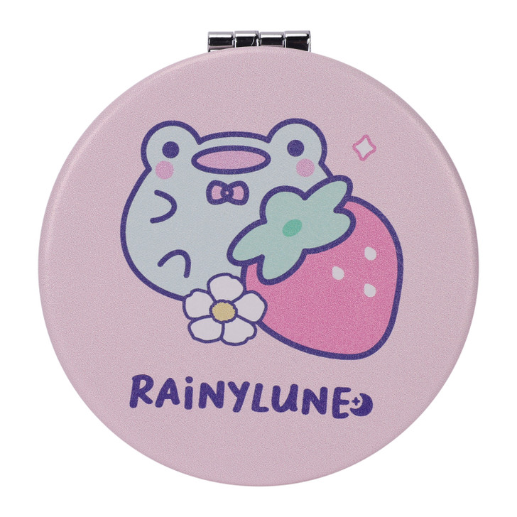 Rilakkuma duo compact mirror with strawberry friend design, portable kawaii beauty accessory by Rainylune at Jellybeet