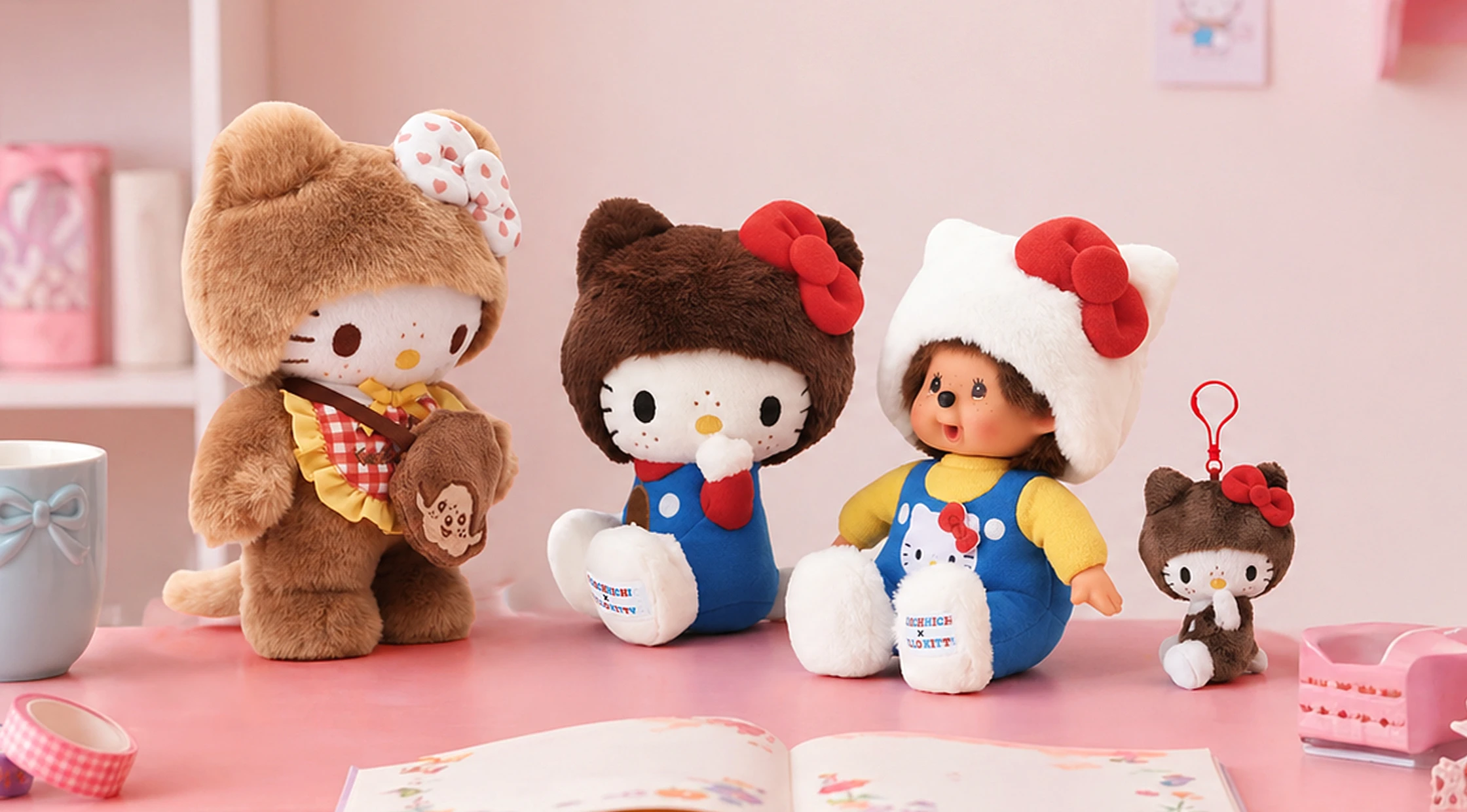 Plush, Cute plush, Monchhichi, Hello Kitty, Monchhichi plush, Keychain, Plush Toy