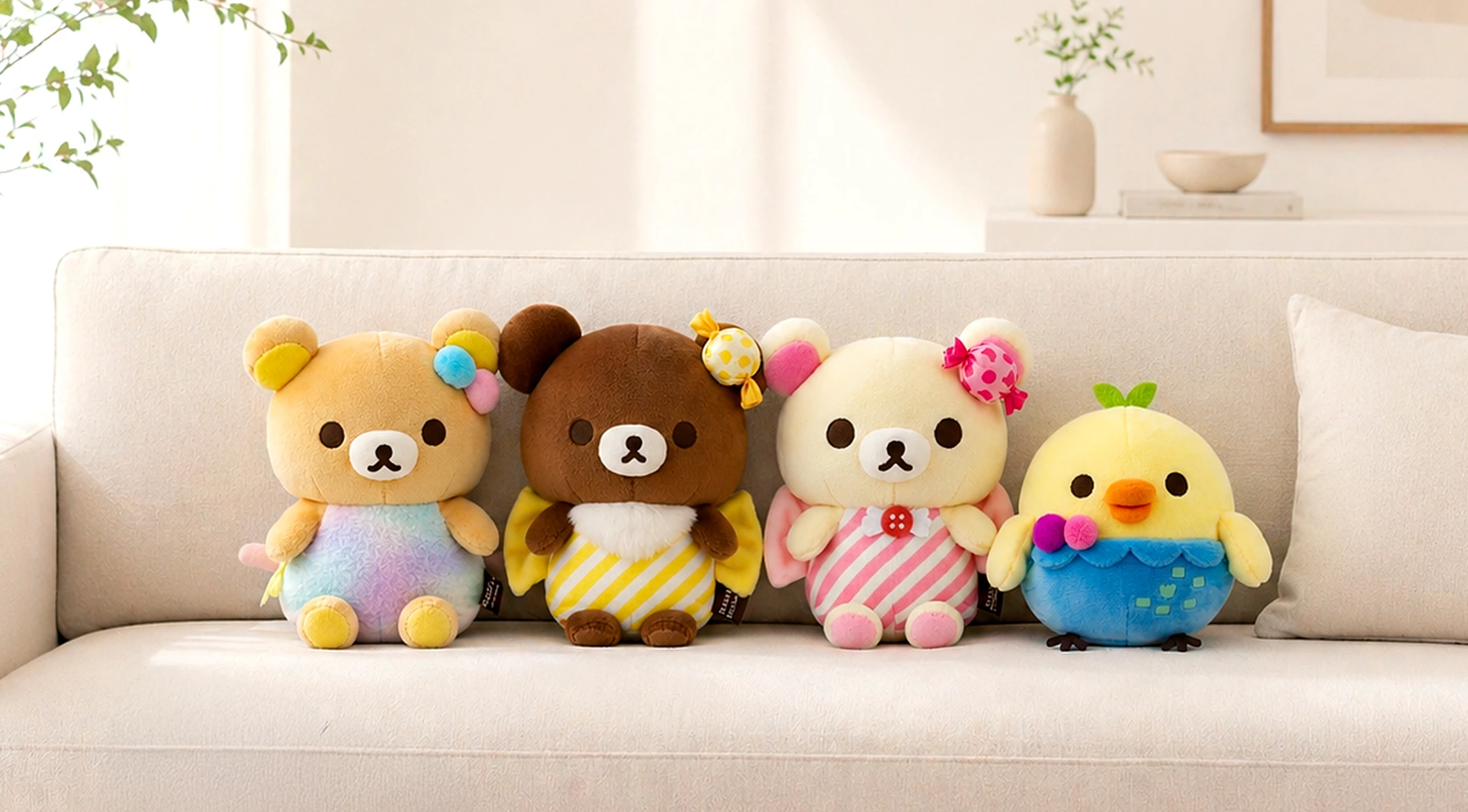 Plush, cute items, Rilakkuma Plush,  Korilakkuma, Chairoikoguma, Kiiroitori, Plush Toy