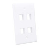 INTELLINET 163316 PLACA FACEPLATE 4CAV UTP KEYSTONE / RJ45 / blanco, Tapa de salida cuádruple Montaje al ras de la pared Incluye protección de polvo para un diseño atractivo Utiliza cualquier keystone jack estándar.