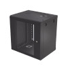 LINKEDPRO SR-1912-LH2G Gabinete de Pared de 12U con Puerta de Cristal Templado, 479.5 mm de Profundidad, Rack de 19'', Acero Reforzado Color Negro.Instalación en pared para ahorro de espacio. Dimensiones: 606x620x479.5 mm