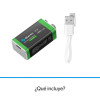STEREN BAT-LI-9V USB Batería recargable USB Li-Ion tipo 9V (cuadrada)/ Capacidad nominal: 3600 mWh (400 mAh)/ Recarga por USB C/ Libre de mercurio y cadmio/ Dimensiones: 4.8 cm x 2.6 cm x 1.7 cm