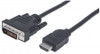 MANHATTAN 372503 CABLE HDMI MACHO- DVI DVI-D 24+1 Macho, 1080p, 60Hz,1.8MTS, Cable Negro para Monitor.