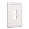 PANDUIT NK2FWHY Placa de Pared Vertical, Salida Para 2 Puertos Keystone, Con Espacios Para Etiquetas, Color Blanco