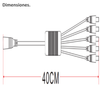SAXXON PSUWB08 - Divisor de Energía para 5 Camaras/ 1 Conector Hembra + 5 Conectores Macho/ 2.1 mm/ 