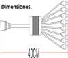 SAXXON PSUWB10 - Divisor de Energía para 8 Cámaras/ 1 Conector Hembra + 8 Conectores Macho/ 2.1 mm. Cable tipo pulpo para suministro y distribución de corriente eléctrica para 8 cámaras de CCTV , desde una sola fuente de energía.