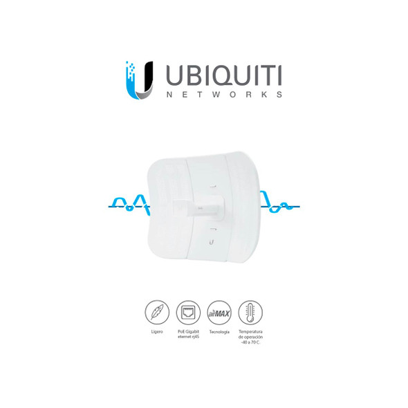 UBIQUITI LiteBeam M5 LBE-M5-23 - Radio (CPE) airMAX M5 operando en 5 GHz (5150 - 5875 MHz) con antena integrada de 23 dBi y potencia de transmisión de 25 dBm. Cuenta con 1 puerto Ethernet (10/100), ofrece un rendimiento de hasta 100 Mbps.