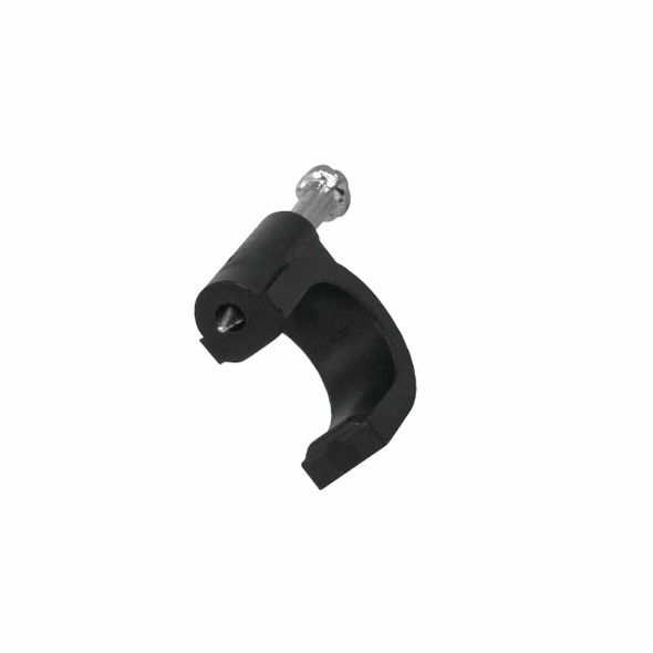 VOLTECK GCU-5N 5MM GRAPA CURVA NEGRA  20 PZAS,Fabricadas en polietileno.Medida del clavo 2.3 x 19 mm - Color Negro,para cable coaxial. - En instalaciones eléctricas para fijar cables a una superficie.