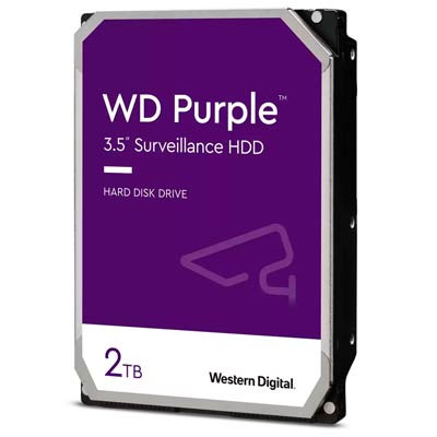 WESTERN DIGITAL WD23PURZ - Disco duro de 2TB / Serie Purple para videovigilancia / Trabajo 24/7/ Interface: Sata 6 Gb/s/ Hasta 64 Cámaras/ Hasta 8 Bahías de Discos Duros