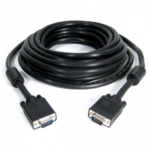 XCASE ACCCABLE63 CABLE VGA 7.5MTS M-M, Negro, diseñado para conectar dispositivos con puerto VGA (D-Sub).
