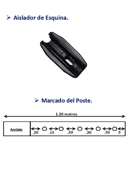 YONUSA AP201 - Aislador de esquina para cercas electricas YONUSA para fabricacióno de poste de esquina/ Facil instalación