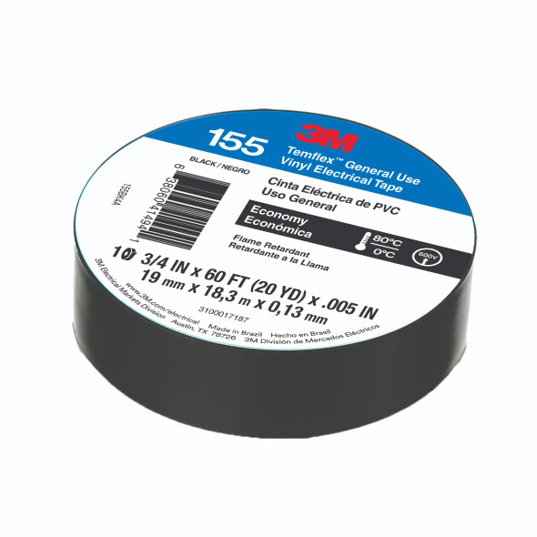 3M 3-M-155 Cinta Aislante 3M™ Temflex® 155, Negra, 19 mm x 18 m 