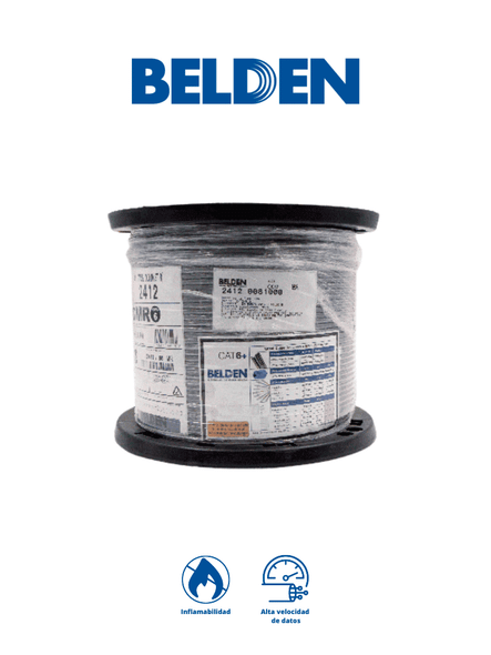 BELDEN 24120081000/UTP 100% cobre / Cat 6+ / IBDN / GIGAFLEX 2412 CMR / Color gris / Bobina de 305 Mts (1005788)