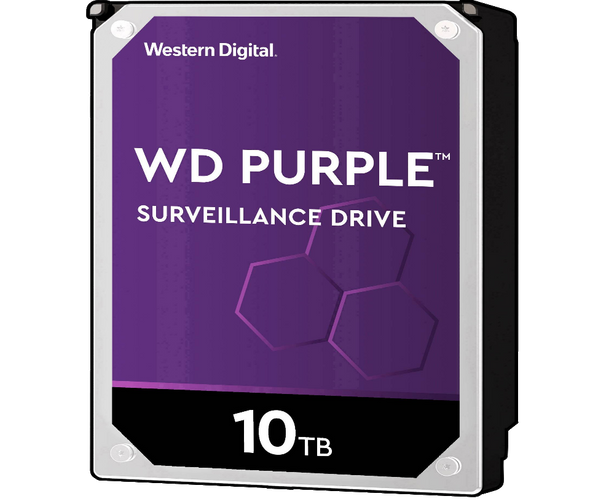 WESTERN DIGITAL WD102PURP - Disco Duro de 10TB Purple PRO/ Especial para Videovigilancia con IA/ Tecnología IA AllFrame/ Interface: Sata 6 Gb/s / Cache 512 M / Hasta 64 Cámaras/ 32 Secuencias de IA para Análisis de Aprendizaje Profundo