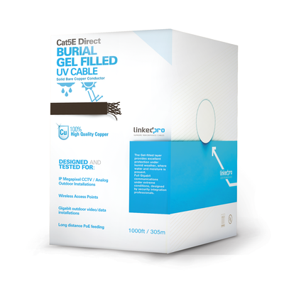 Bobina PROCAT5EGELX cable de 305 m, Cat5E, con gel, para intemperie.
