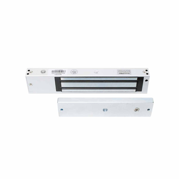 ACCESSPRO MAG600NLED CHAPA MAGNETICA 600LBS con LED Ultra-brillante, Sensor de Estado de Placa y Sin Magnetismo Residual,fuerza de sujeción de 280 kg (600 lbs) Voltaje seleccionable de 12/24 VCC con +10% Dimensiones de imán 250 x 48.8 x 27.9 mm.