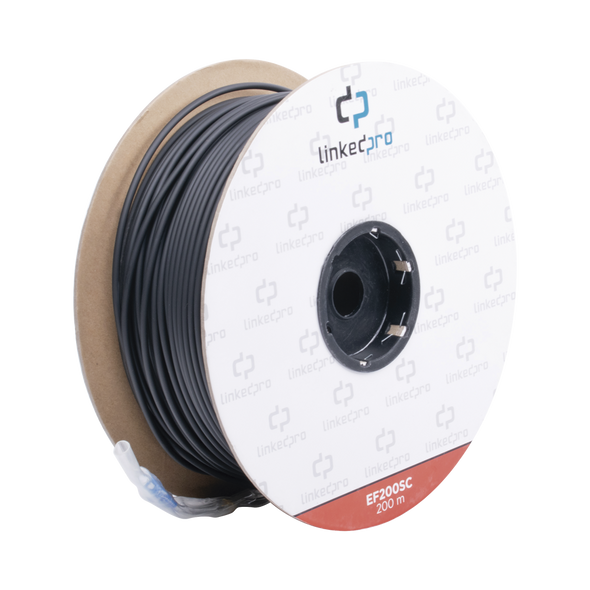 Carrete de Fibra Óptica Monomodo con conectores SC-SC Duplex, Reforzada 200mtro 